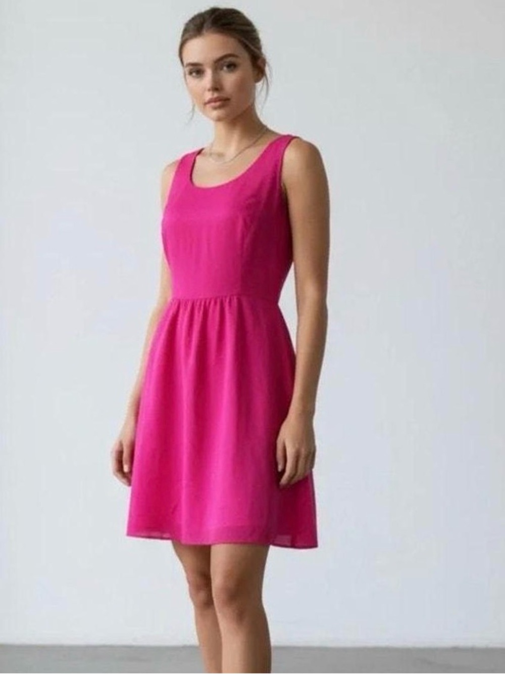 Vineyard Vines Bright Pink Textured Sleeveless Dobby Dress